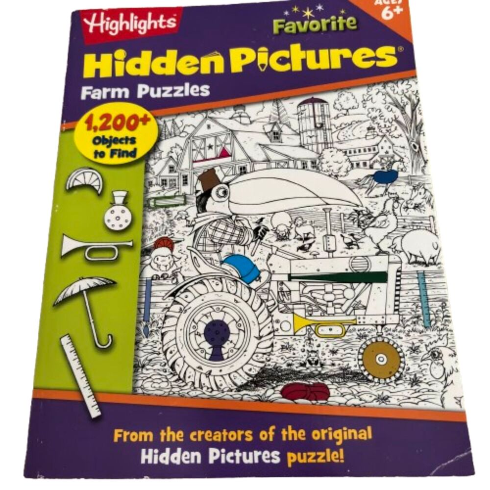 Highlights Favorite HIDDEN PICTURES Farm Puzzles Book Ages 6+
